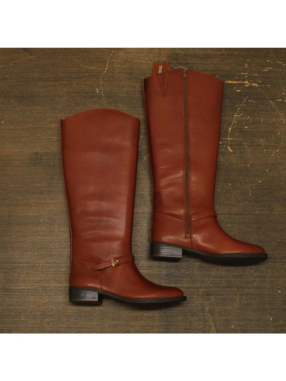 NWT On 34th Womens Firesse Riding Boots 10019685500 Cognac Leather Brown 6.5\M - Picture 2 of 11
